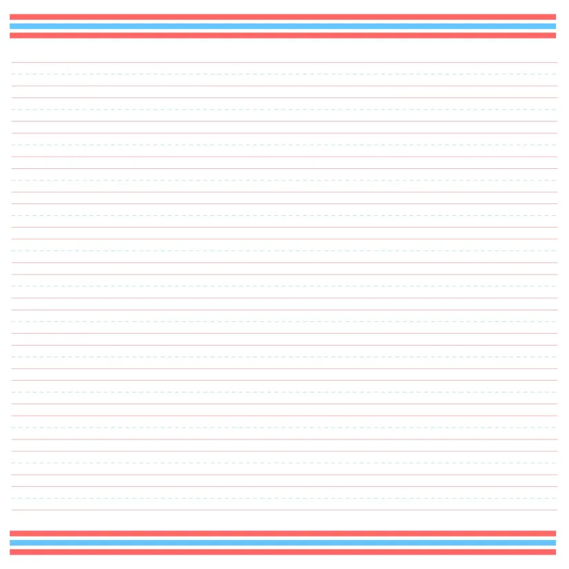 Red And Blue Lined Handwriting Paper Printable