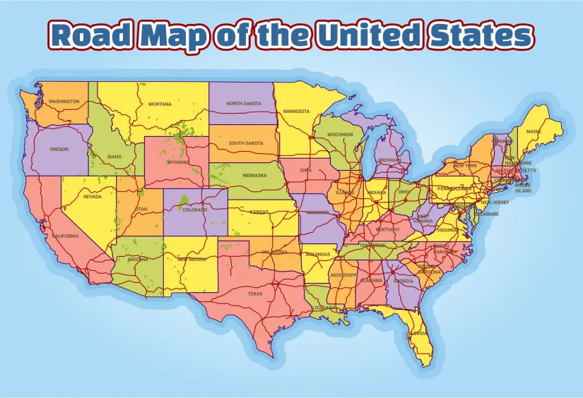 Road Map Of The United States Printable