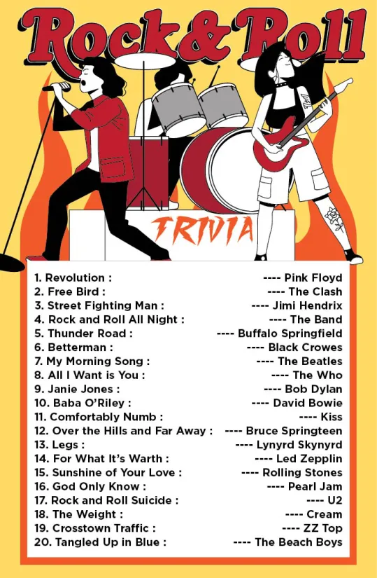 Rock and Roll Trivia Printable