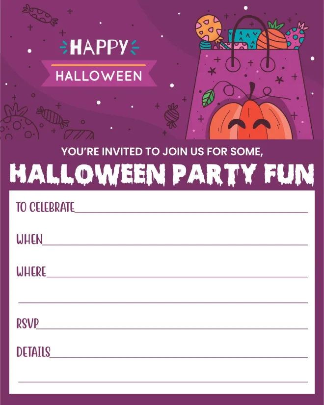 Spooky Halloween Themed Birthday Party Invitation Template