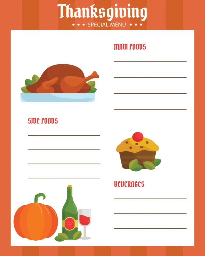 Thanksgiving Menu Template Word