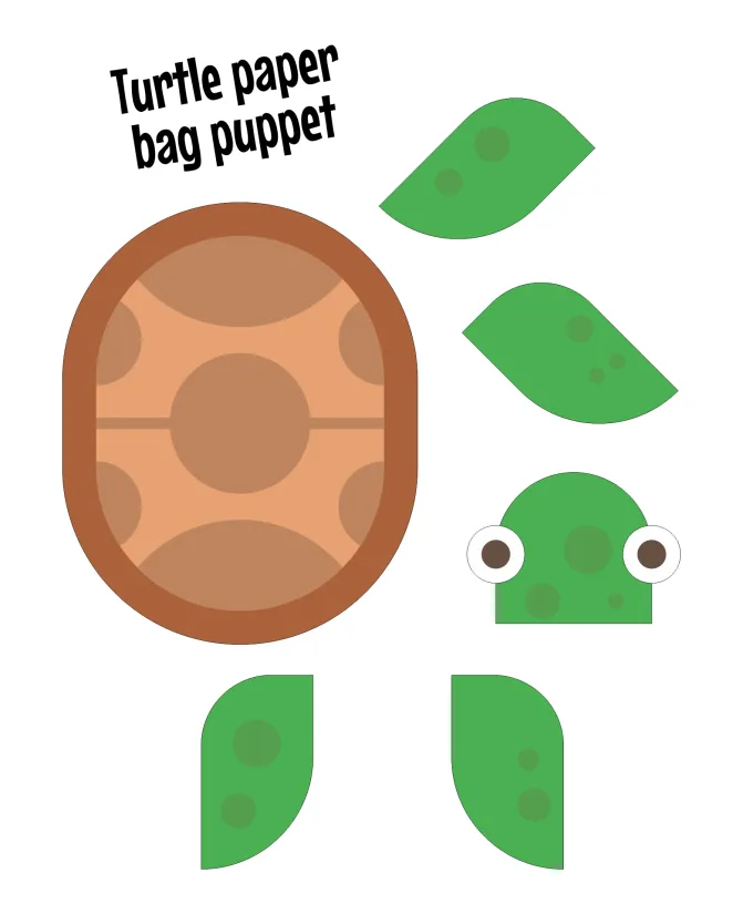 Turtle Paper Bag Puppet Printables
