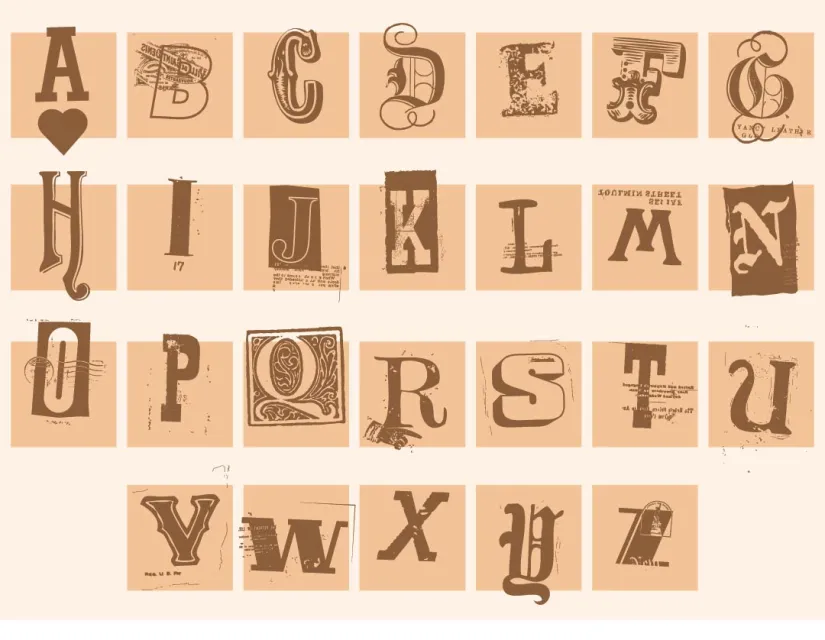 Vintage Collage Sheet Alphabet