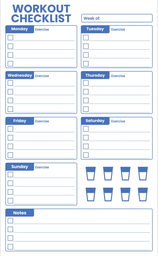 Weekly Workout Calendar Template