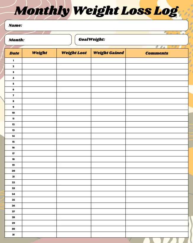 Weight Loss Tracker Journal Printable