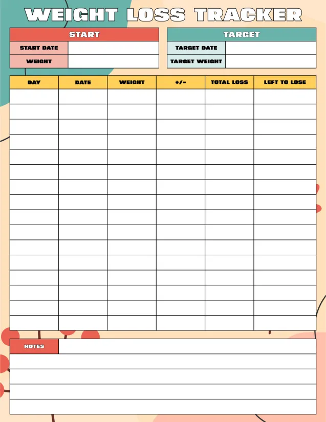 Weight Loss Tracker Printable And Planner