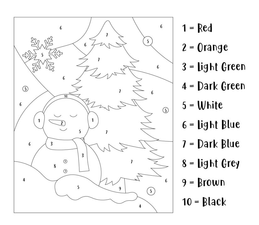 Winter Scene Printable Color By Number