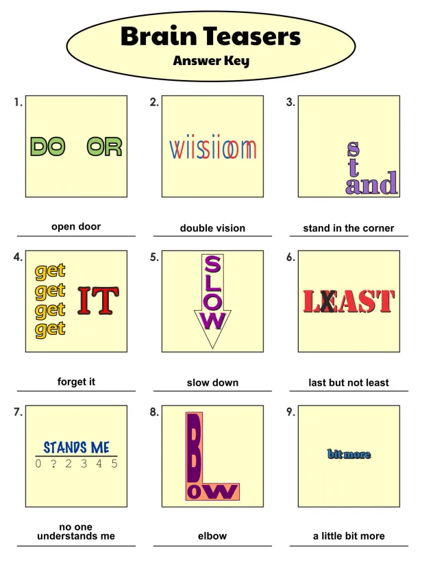 Word Puzzles Brain Teasers with Answers