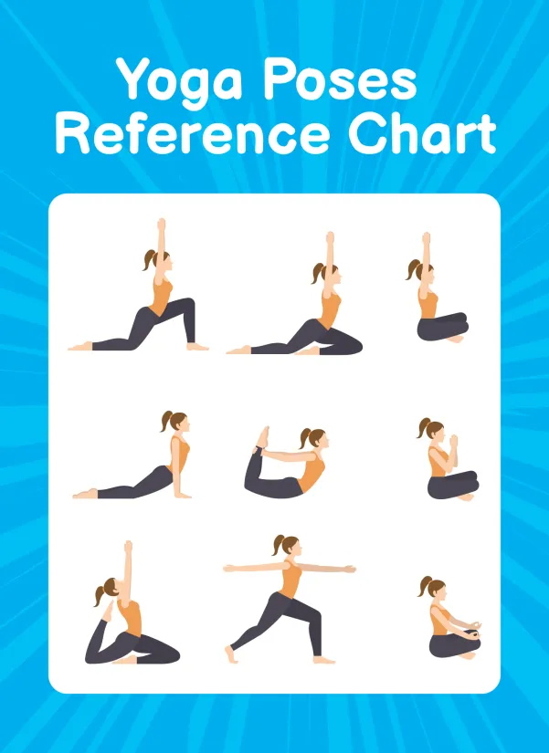 Yoga Poses Reference Chart Studio Printable Poster