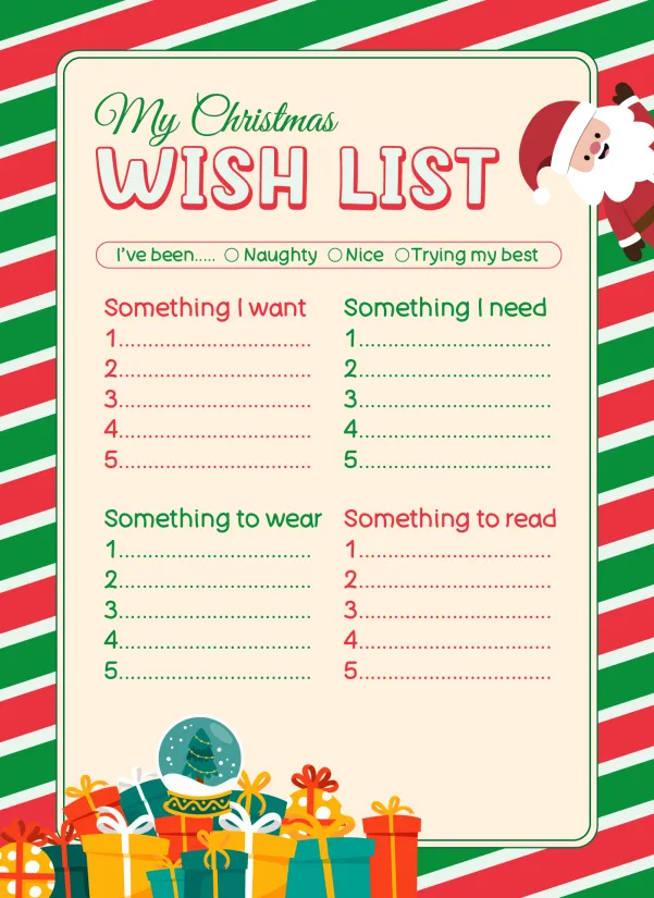 Your Christmas Wish List For Santa Template